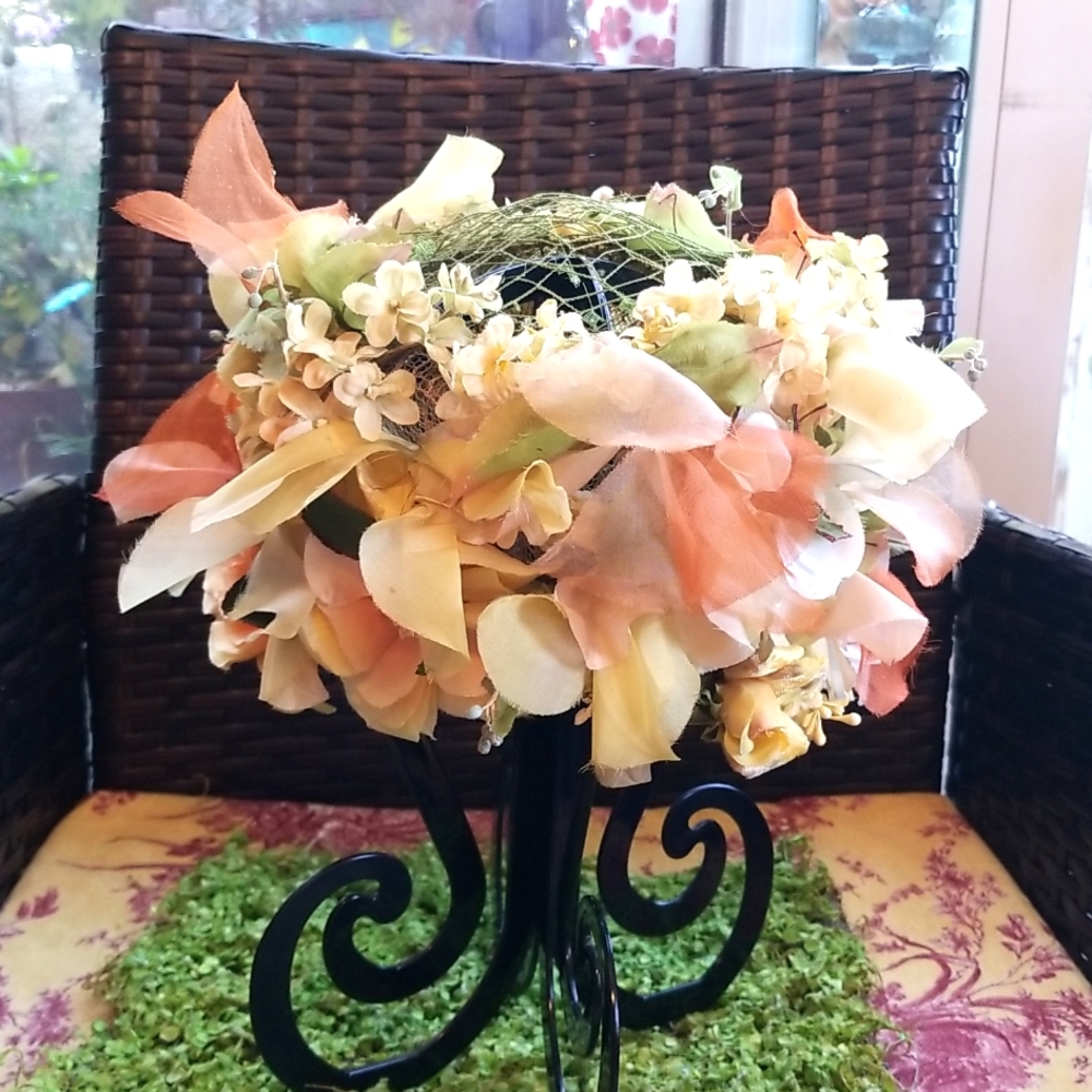 60s CHRISTIAN DIOR Luxury EASTER 7" Flowers Ribbon UNION Garden Chapeaux Hat EVC - Picture 11 of 16